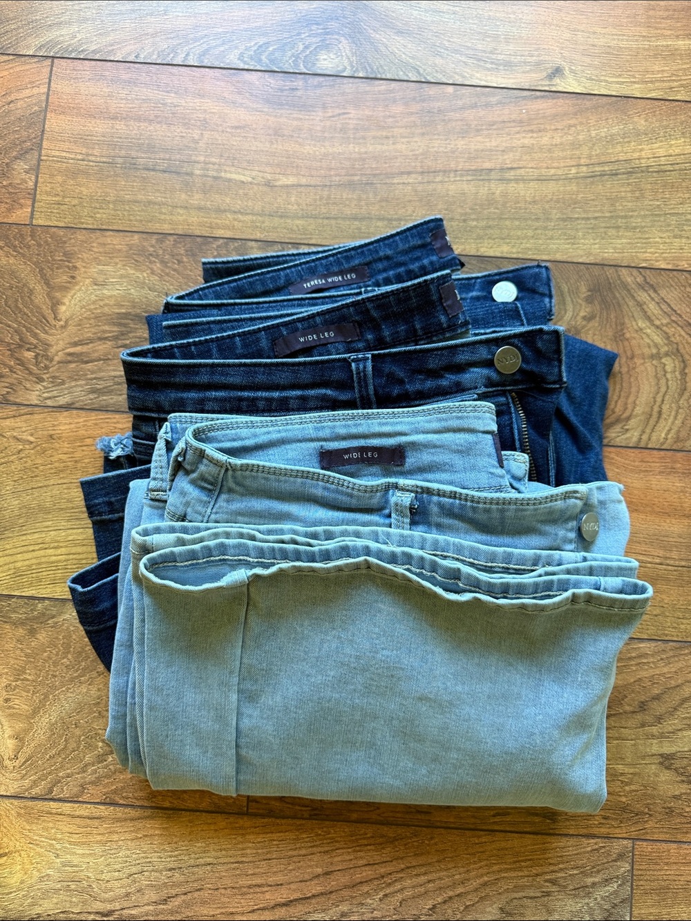 NYDJ Women’s Wide Leg Jeans - Light Blue and Dark Blue